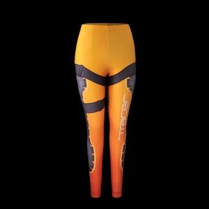 Overwatch Tracer Leggings Ombre Orange Grey Gamer Cosplay Costume Medium